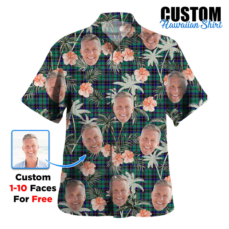 Clan Stevenson Tartan Custom Face Hawaiian Shirt – Unisex Gift for Family Members, Summer Party ME22 Stevenson Tartan Tartan Hawaii Shirt