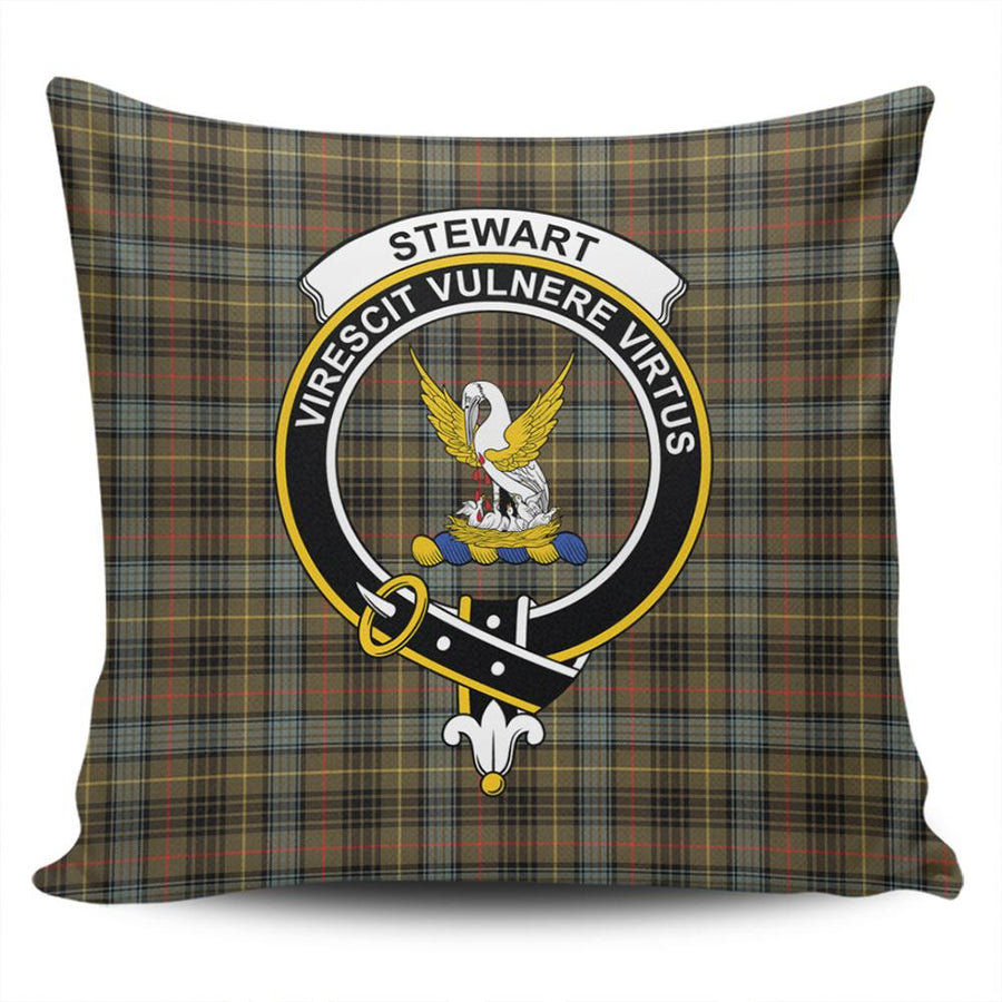 Clan Stewart Hunting Weathered Tartan Crest Pillow Cover