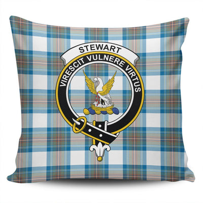 Clan Stewart Muted Blue Tartan Crest Pillow Cover