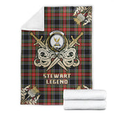 Clan Stewart Black Tartan Gold Courage Symbol Blanket DZ72 Clan Stewart Tartan Today