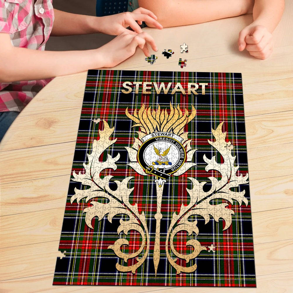 Clan Stewart Black Tartan Crest Thistle Jigsaw Puzzles Gift For Family OU17 Clan Stewart Tartan Today