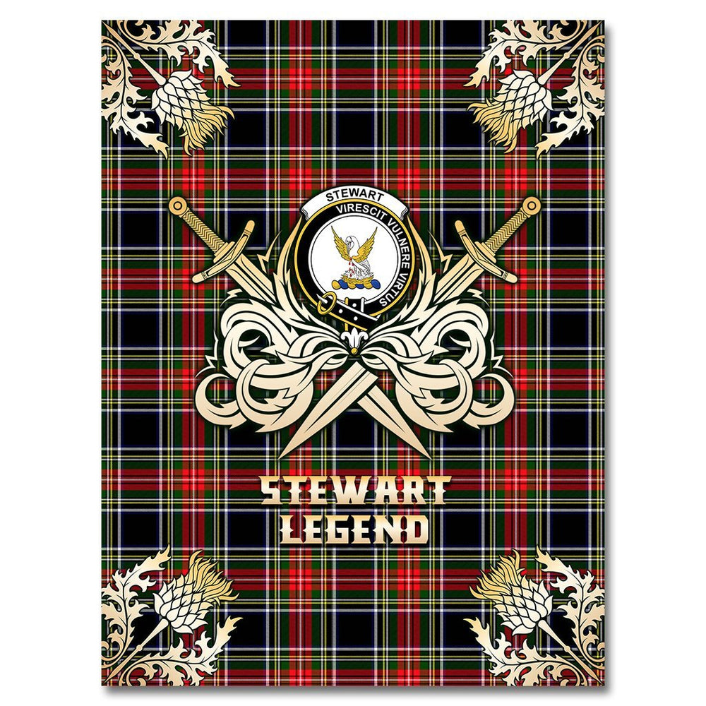 Clan Stewart Black Tartan Gold Courage Symbol Blanket DZ72 Clan Stewart Tartan Today