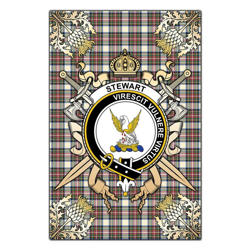 Clan Stewart Dress Ancient Tartan Crest Black Garden Flag - Gold Thistle GD89 Clan Stewart Tartan Today
