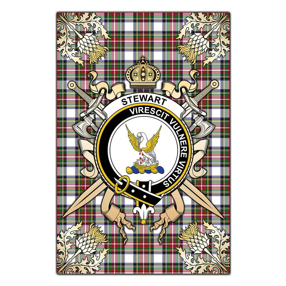 Clan Stewart Dress Modern Tartan Crest Black Garden Flag - Gold Thistle SN17 Clan Stewart Tartan Today