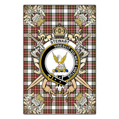 Clan Stewart Dress Modern Tartan Crest Black Garden Flag - Gold Thistle SN17 Clan Stewart Tartan Today