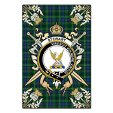 Clan Stewart Hunting Modern Tartan Crest Black Garden Flag - Gold Thistle DZ11 Clan Stewart Tartan Today