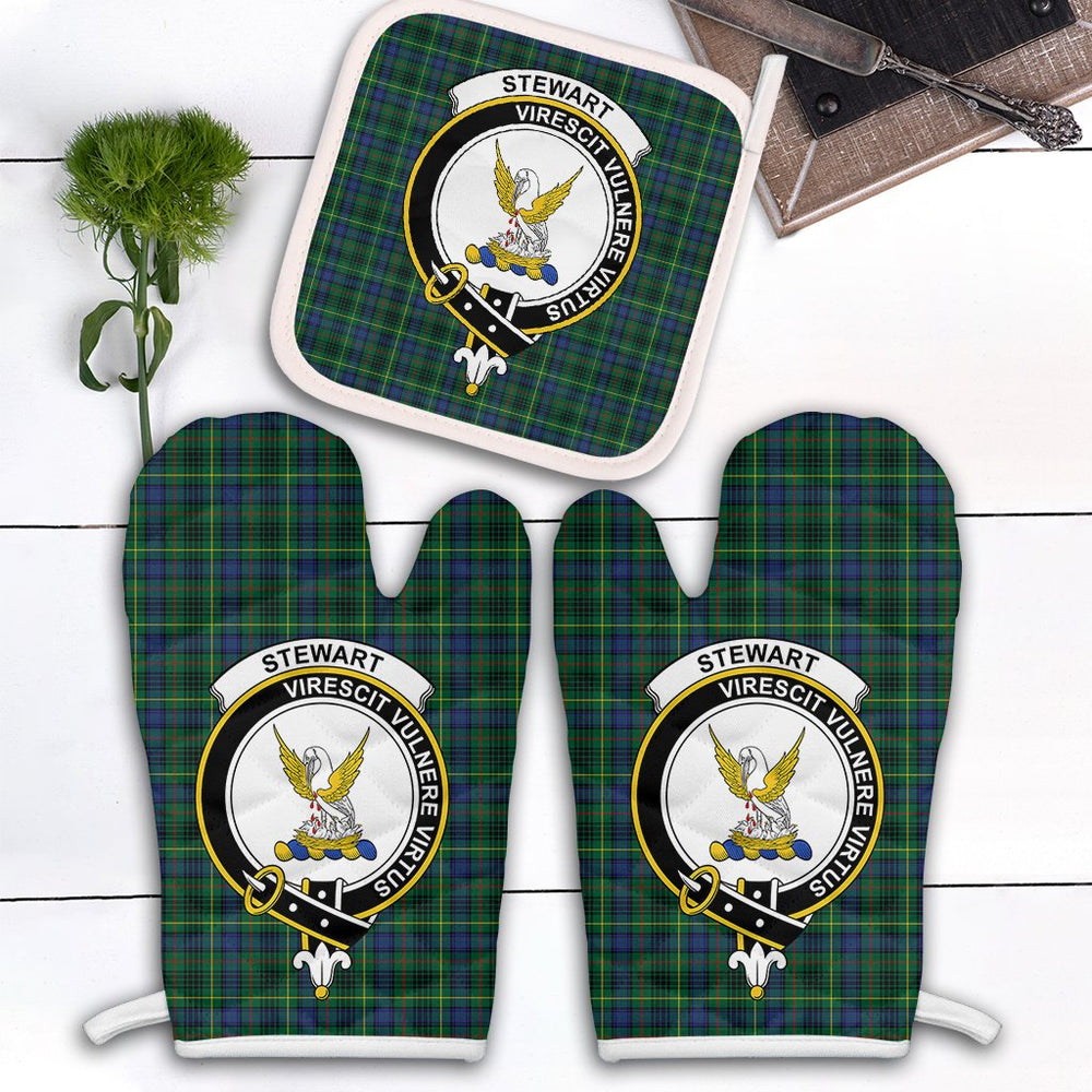 Clan Stewart Hunting Modern Tartan Crest Oven Mitt And Pot Holder (2 Oven Mitts + 1 Pot Holder) FH96 Clan Stewart Tartan Today