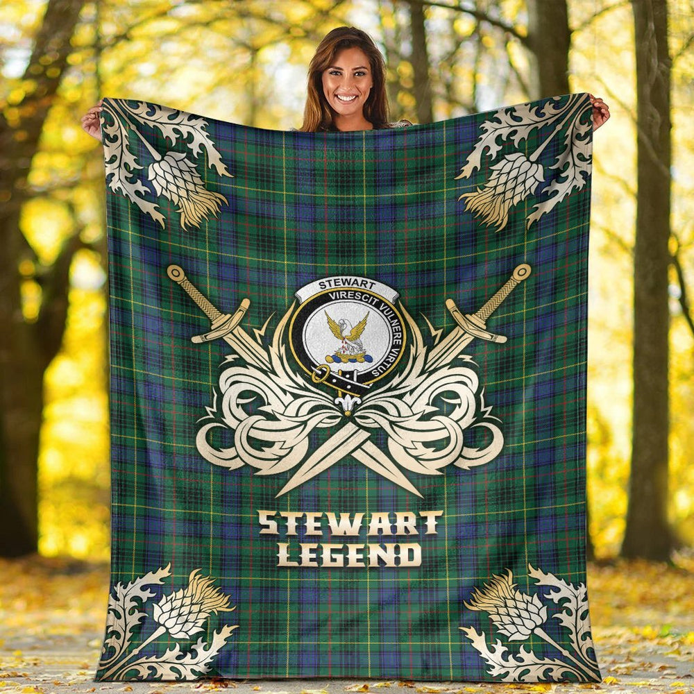 Clan Stewart Hunting Modern Tartan Gold Courage Symbol Blanket NH70 Clan Stewart Tartan Today
