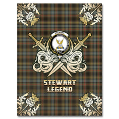 Clan Stewart Hunting Weathered Tartan Gold Courage Symbol Blanket WG56 Clan Stewart Tartan Today