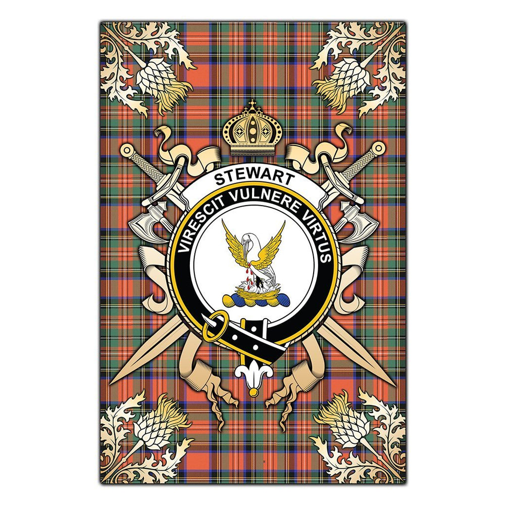 Clan Stewart Royal Ancient Tartan Crest Black Garden Flag - Gold Thistle UD47 Clan Stewart Tartan Today