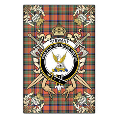 Clan Stewart Royal Ancient Tartan Crest Black Garden Flag - Gold Thistle UD47 Clan Stewart Tartan Today