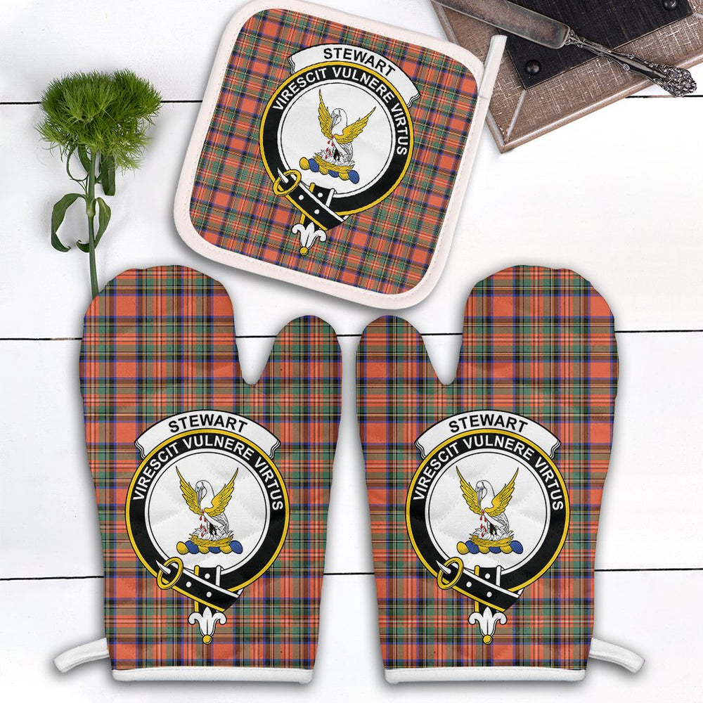 Clan Stewart Royal Ancient Tartan Crest Oven Mitt And Pot Holder (2 Oven Mitts + 1 Pot Holder) HQ58 Clan Stewart Tartan Today