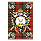 Clan Stewart Royal Modern Tartan Crest Black Garden Flag - Gold Thistle AD90 Clan Stewart Tartan Today