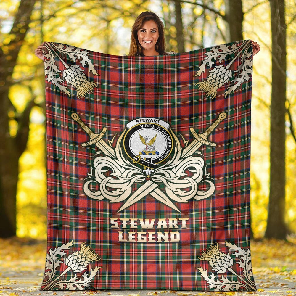 Clan Stewart Royal Modern Tartan Gold Courage Symbol Blanket VT32 Clan Stewart Tartan Today
