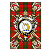 Clan Stewart of Appin Modern Tartan Crest Black Garden Flag - Gold Thistle OW60 Clan Stewart of Appin Tartan Today