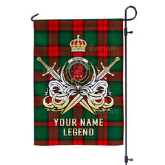 Custom Name Clan Stewart Atholl Modern Tartan Garden Flag with Clan Crest and the Golden Sword of Courageous Legacy PZ31
