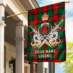 Custom Name Clan Stewart Atholl Modern Tartan Garden Flag with Clan Crest and the Golden Sword of Courageous Legacy PZ31