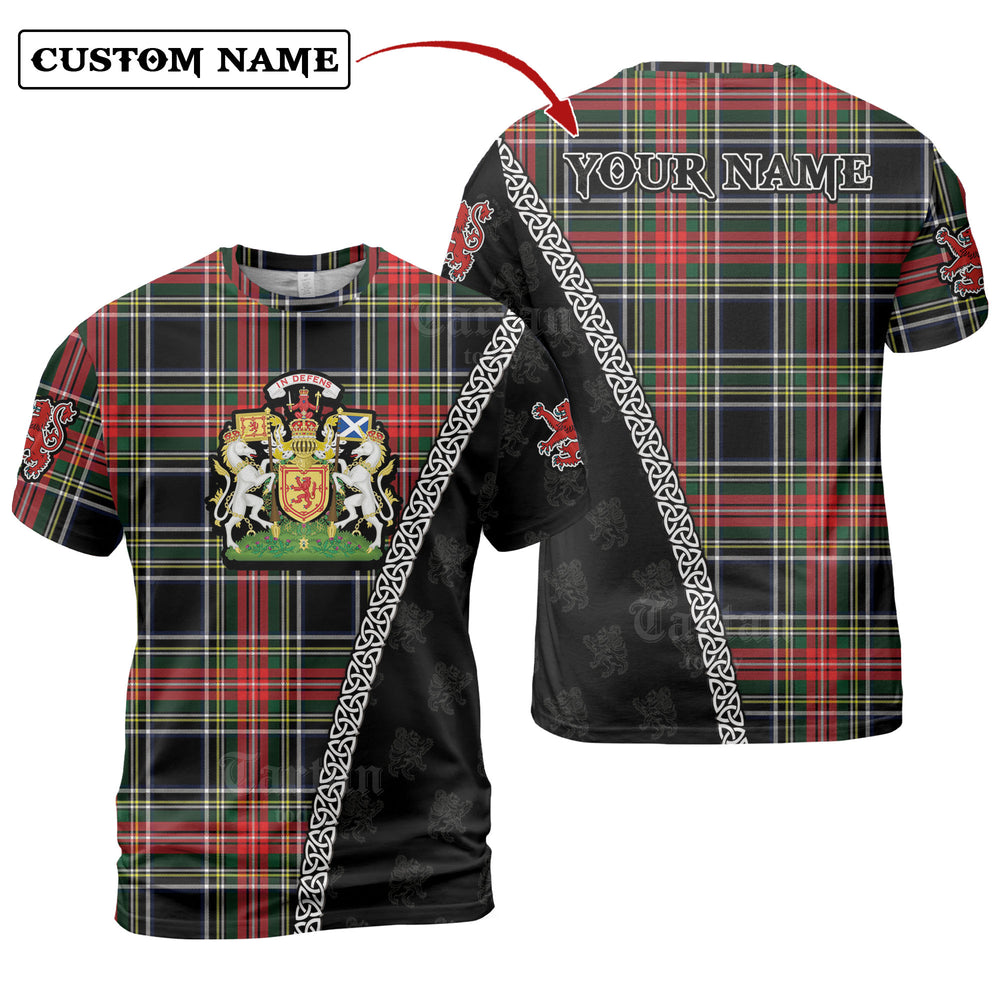 Stewart Black Tartan Shirt with Scotland Coat of Arms & Custom Name KH66