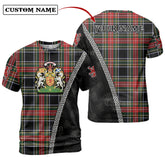 Stewart Black Tartan Shirt with Scotland Coat of Arms & Custom Name KH66