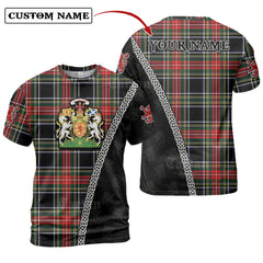 Stewart Black Tartan Shirt with Scotland Coat of Arms & Custom Name KH66