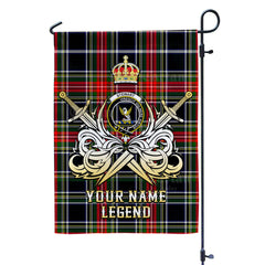 Custom Name Clan Stewart Black Tartan Garden Flag with Clan Crest and the Golden Sword of Courageous Legacy NG96