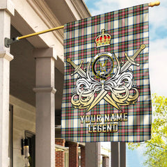 Custom Name Clan Stewart Dress Ancient Tartan Garden Flag with Clan Crest and the Golden Sword of Courageous Legacy QC27