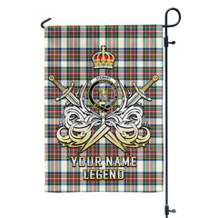 Custom Name Clan Stewart Dress Ancient Tartan Garden Flag with Clan Crest and the Golden Sword of Courageous Legacy QC27