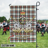 Personalized Custom Name Clan Stewart Dress Ancient Tartan Garden Flag with Clan Crest and the Golden Sword of Courageous Legacy QC27 - Stewart Dress Ancient Tartan Design, Scottish Heritage Gift