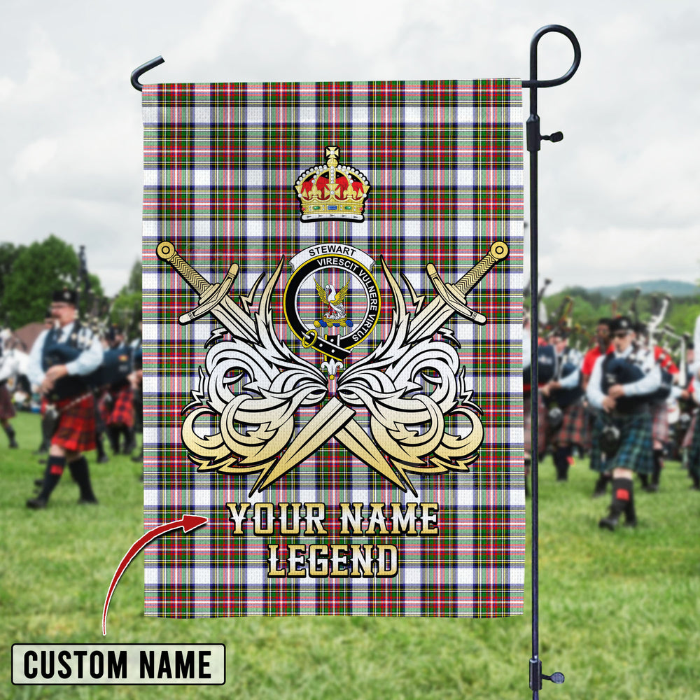 Personalized Custom Name Clan Stewart Dress Modern Tartan Garden Flag with Clan Crest and the Golden Sword of Courageous Legacy YG13 - Stewart Dress Modern Tartan Design, Scottish Heritage Gift