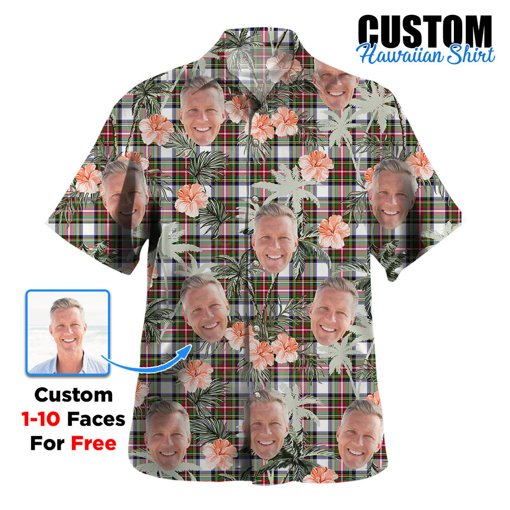 Clan Stewart Dress Modern Tartan Custom Face Hawaiian Shirt – Unisex Gift for Family Members, Summer Party LC41 Stewart Dress Modern Tartan Tartan Hawaii Shirt