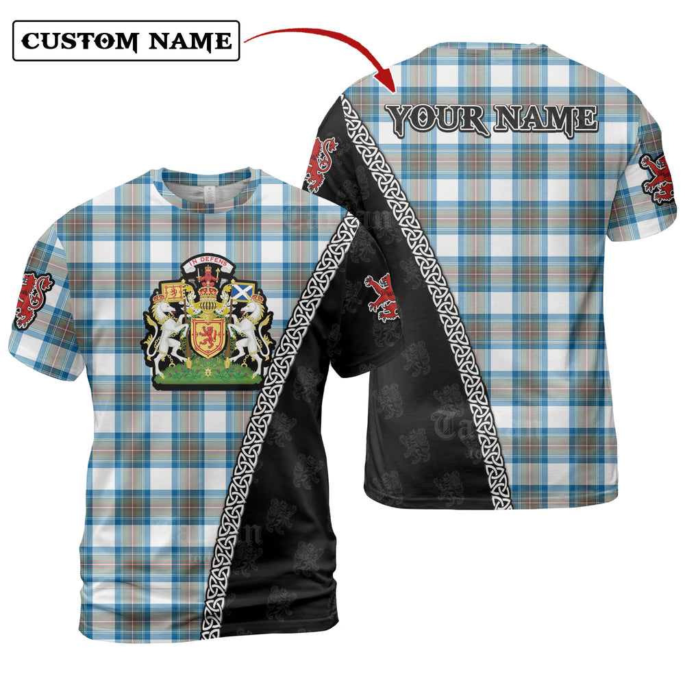 Stewart Muted Blue Tartan Shirt with Scotland Coat of Arms & Custom Name RB71