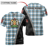 Stewart Muted Blue Tartan Shirt with Scotland Coat of Arms & Custom Name RB71