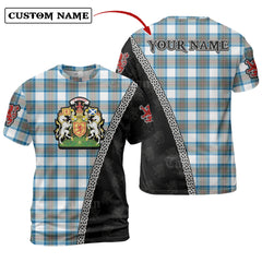 Stewart Muted Blue Tartan Shirt with Scotland Coat of Arms & Custom Name RB71