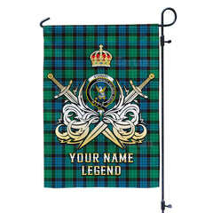Custom Name Clan Stewart Old Ancient Tartan Garden Flag with Clan Crest and the Golden Sword of Courageous Legacy SR88