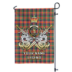 Custom Name Clan Stewart Royal Ancient Tartan Garden Flag with Clan Crest and the Golden Sword of Courageous Legacy MK75