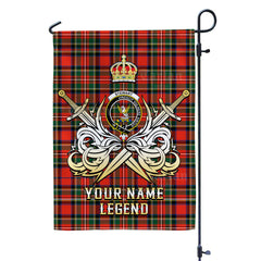 Custom Name Clan Stewart Royal Modern Tartan Garden Flag with Clan Crest and the Golden Sword of Courageous Legacy UP28