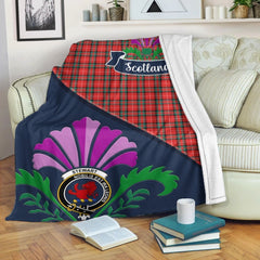 Clan Stewart (Stuart) of Bute Tartan Crest Premium Blanket Thistle Style EJ43 Clan Stewart Tartan Today