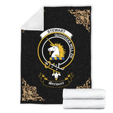 Clan Stewart (of Appin) Crest Tartan Premium Blanket Black ZP99 Clan Stewart Tartan Today