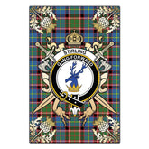 Clan Stirling Bannockburn Tartan Crest Black Garden Flag - Gold Thistle CB48 Clan Stirling Tartan Today