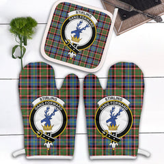 Clan Stirling Bannockburn Tartan Crest Oven Mitt And Pot Holder (2 Oven Mitts + 1 Pot Holder) AQ70 Clan Stirling Tartan Today