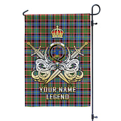 Custom Name Clan Stirling (of Cadder-Present Chief) Tartan Garden Flag with Clan Crest and the Golden Sword of Courageous Legacy QK38