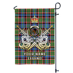 Custom Name Clan Stirling (of Keir) Tartan Garden Flag with Clan Crest and the Golden Sword of Courageous Legacy QM65