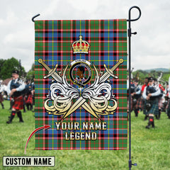 Personalized Custom Name Clan Stirling (of Keir) Tartan Garden Flag with Clan Crest and the Golden Sword of Courageous Legacy QM65 - Stirling (of Keir) Tartan Design, Scottish Heritage Gift
