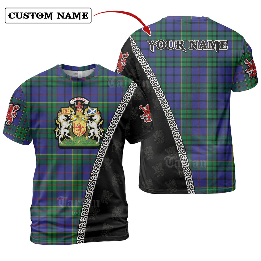 Strachan Tartan Shirt with Scotland Coat of Arms & Custom Name RW32