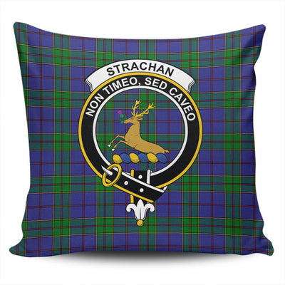 Clan Strachan Tartan Crest Pillow Cover