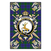 Clan Strachan Tartan Crest Black Garden Flag - Gold Thistle FE73 Clan Strachan Tartan Today