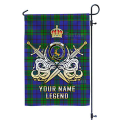 Custom Name Clan Strachan Tartan Garden Flag with Clan Crest and the Golden Sword of Courageous Legacy FQ52