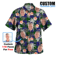 Clan Strachan Tartan Custom Face Hawaiian Shirt – Unisex Gift for Family Members, Summer Party SO43 Strachan Tartan Tartan Hawaii Shirt