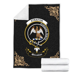 Clan Straiton Crest Tartan Premium Blanket Black GL36 Clan Rait Tartan Today