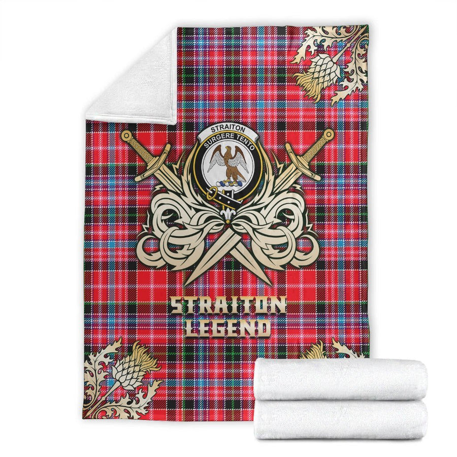 Clan Straiton Tartan Gold Courage Symbol Blanket